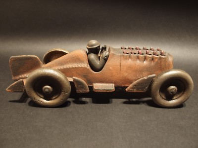 Antique Vintage Style Cast Iron Toy Race Car w Moving Pistons ''Hubley''