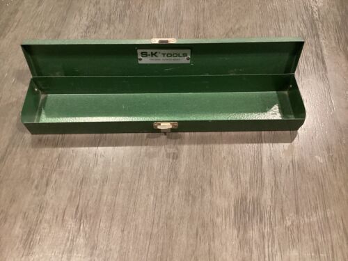 Vintage  S-K TOOLS Green Metal Tool Box (Empty) 15”x3”x1.5” Chicago Illinois
