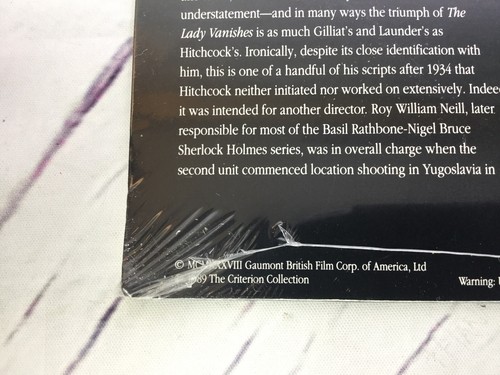 The Lady Vanishes by Alfred Hitchcock Laserdisc Criterion Collection NEW SEALED