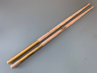 Premier UK 60s 70s Vintage Drum Sticks Pair Lot of 2 Gold Dipped Thin Tip Oak 5B