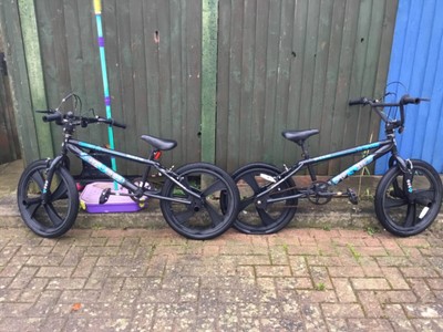 2 BMX WESTBEACH BIO HAZARD BIKES WITH STUNT PEGS 20inch WHEEL