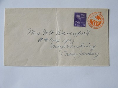 Mays Landing New Jersey NJ Embossed 6 Cent Air Mail Stamp