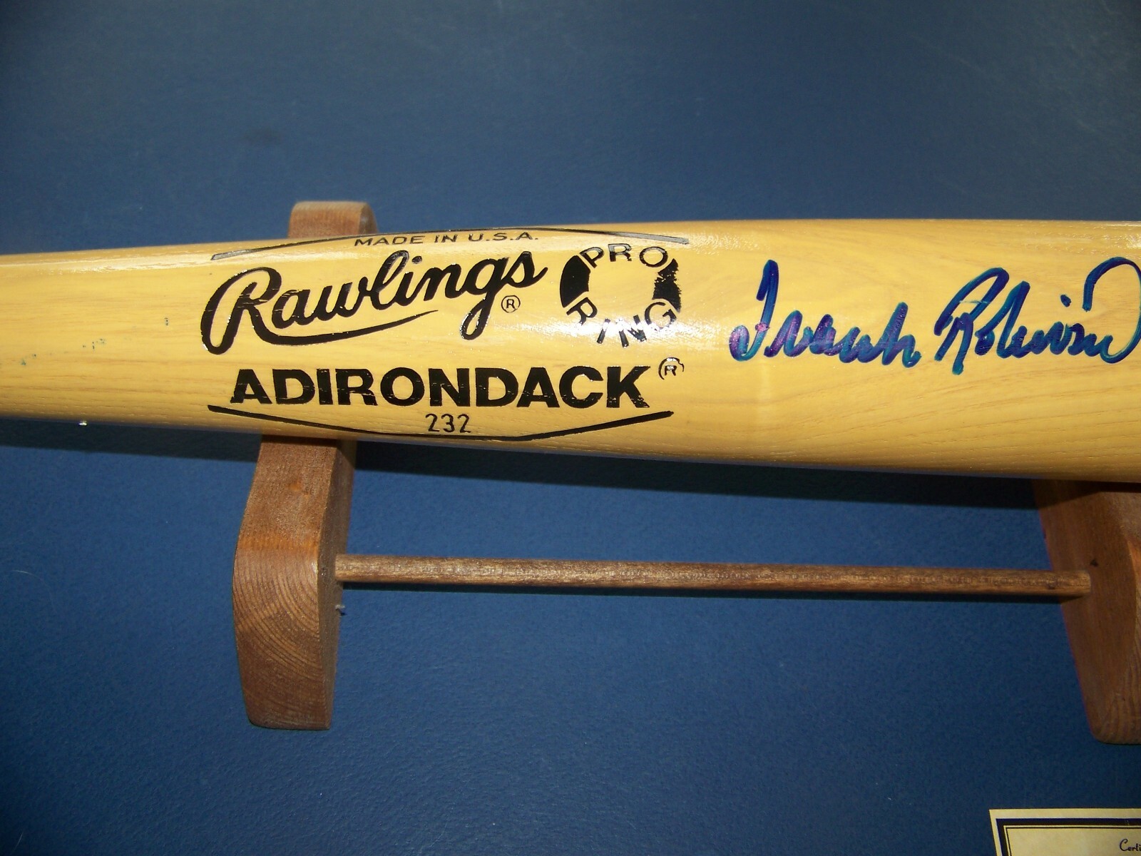 FRANK ROBINSON SIGNED AUTOGRAPHED RAWLINGS BAT REDS/ORIOLES MVP NABISCO COA