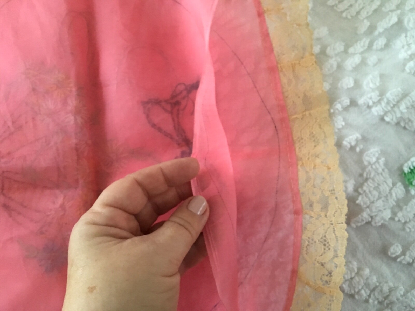 Moprimitivepast Vintage pink ladies boudoir pillow sham crisp embroidery 1 of 3