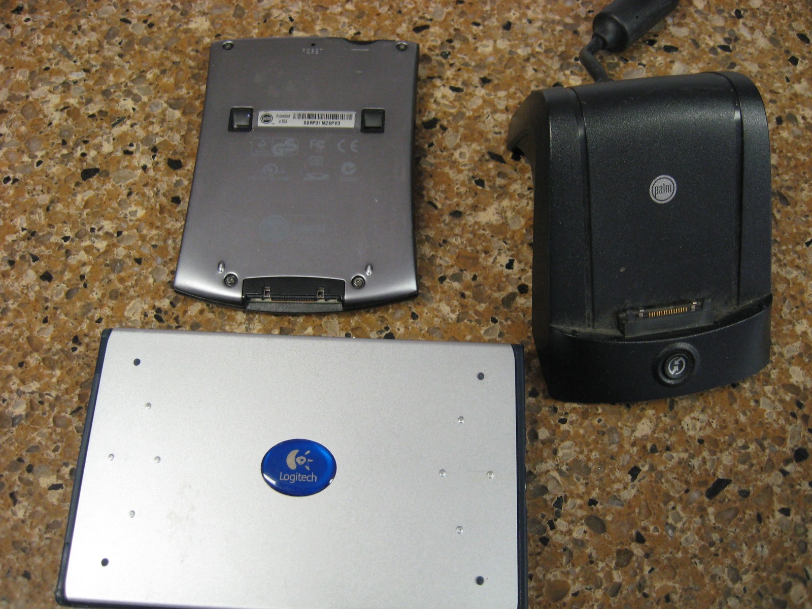 Vintage Palm Pilot with charger and keyboard for parts