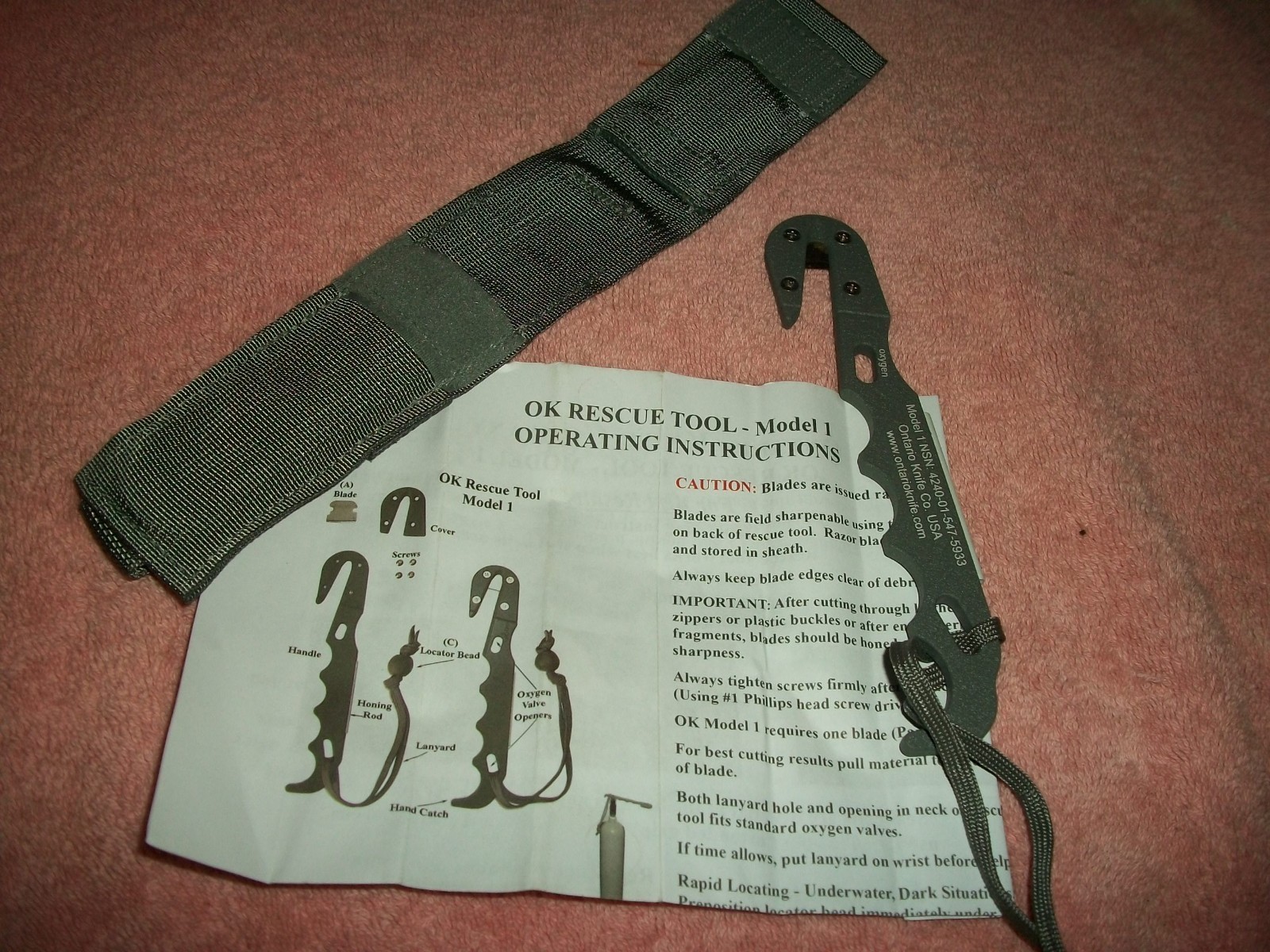 OK RESCUE TOOL MILITARY WITH CASE NEW