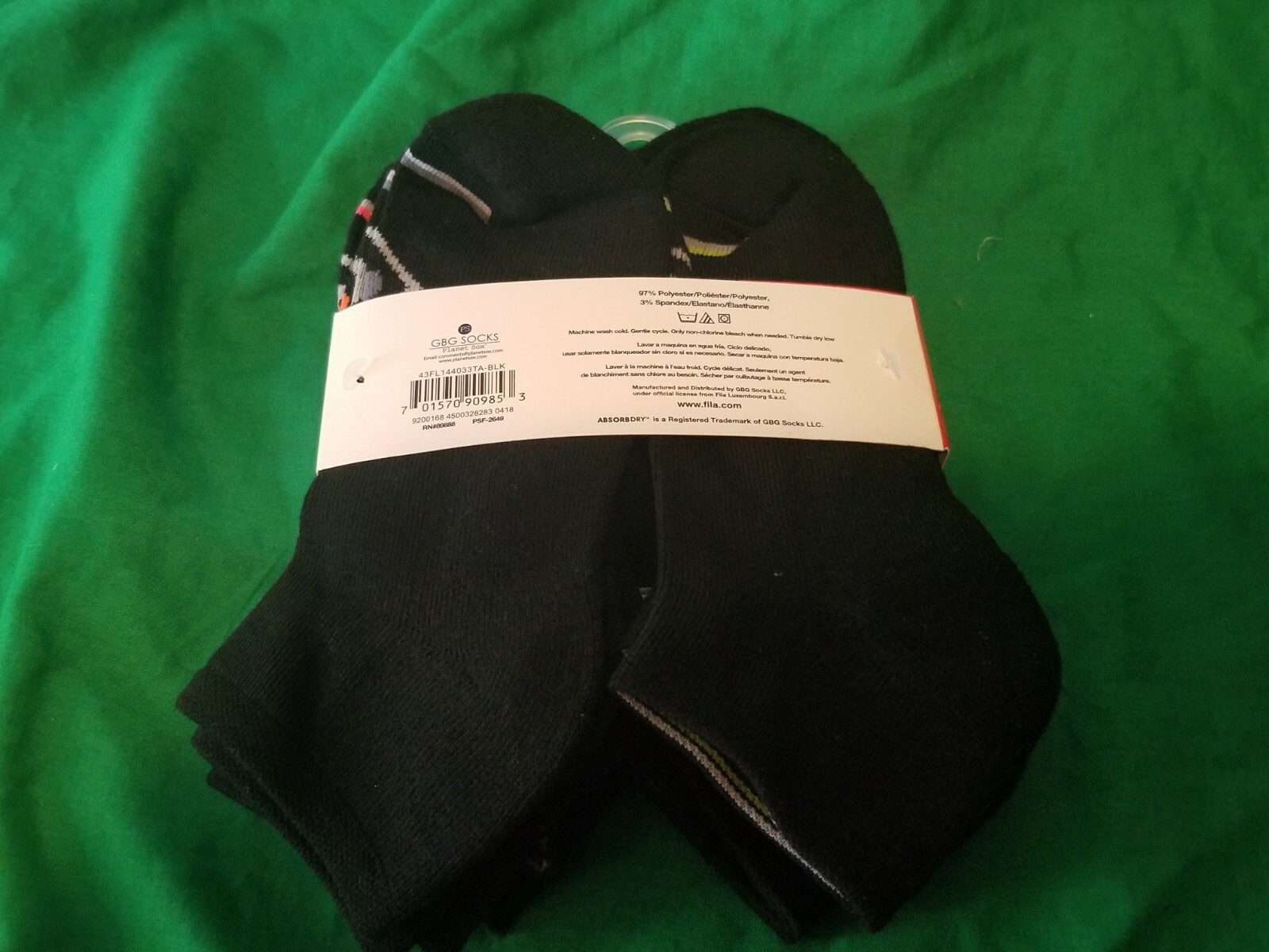 Fila Women's AbsorbDry Low Cut Socks 6 Pair NWT Black Multi-Color Shoe 4-10 Poly