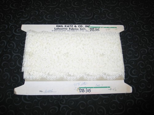 NOS-VTG EMIL KATz WHITE Re-embroidered Lace on net 4.5