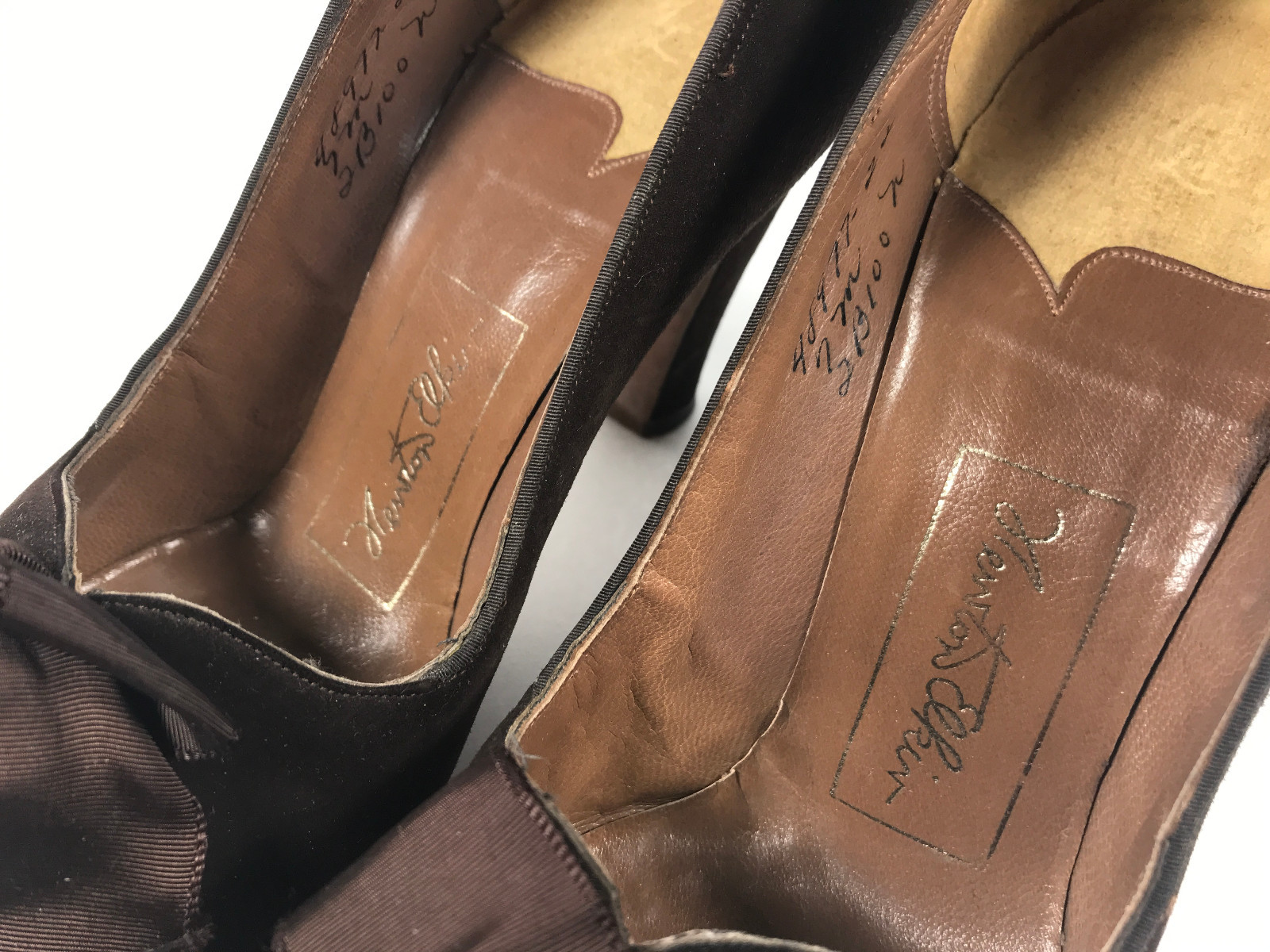 40s Shoes Heels Brown Bow Suede Leather Peep Toe 7