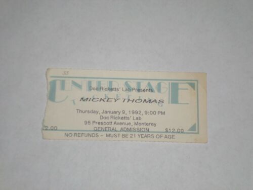 Mickey Thomas Jefferson Starship Ticket Stub-1992-Doc Rickett