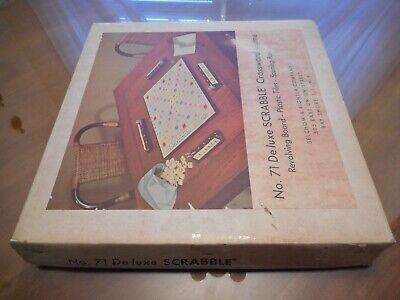 Deluxe Scrabble Crossword Game w Revolving Board Original Box No.71 only owner