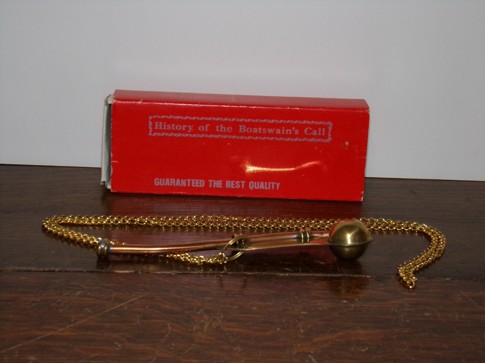 Vintage Boatswain's Call Brass and Copper Whistle in Box