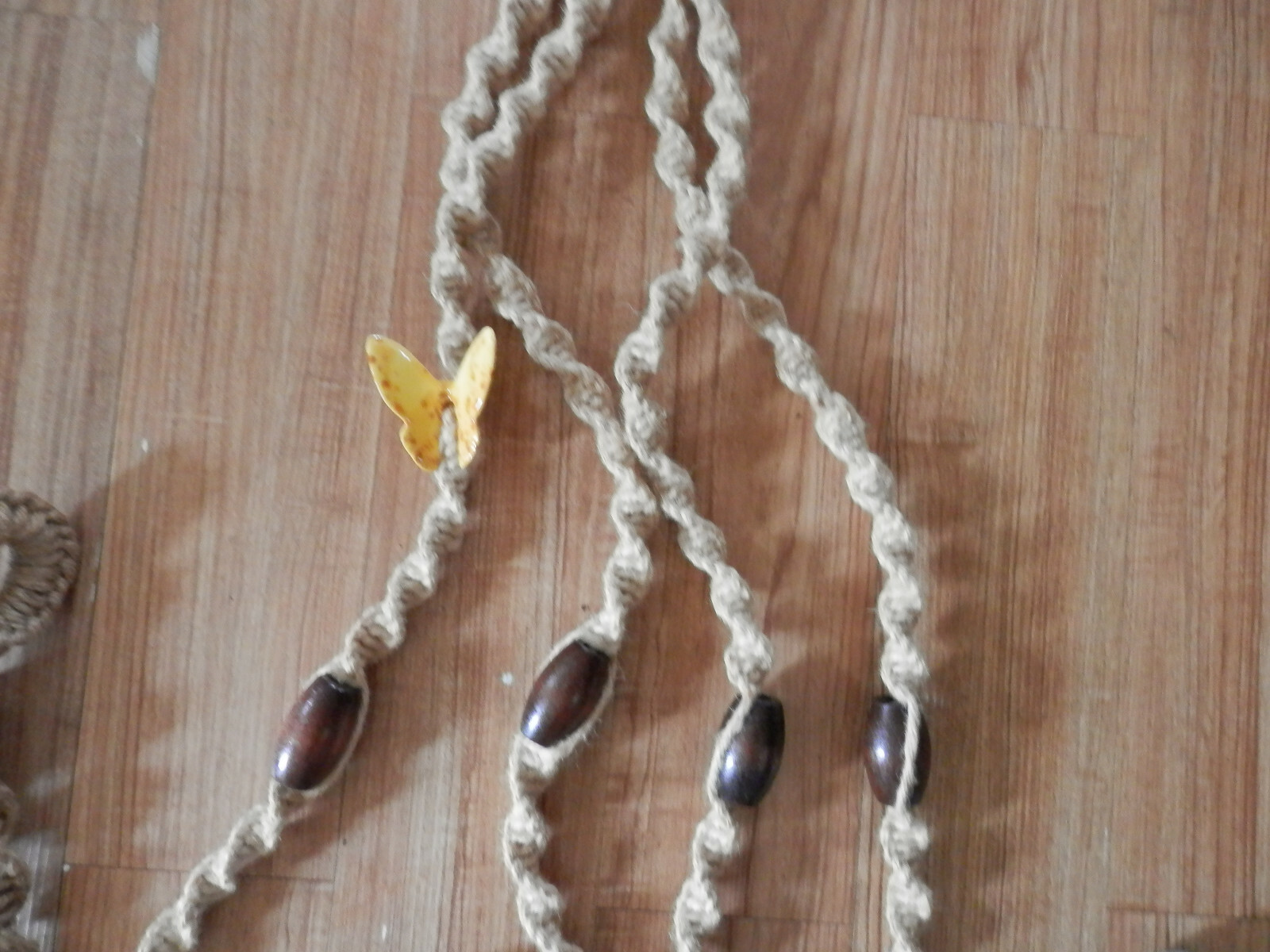 Vintage Set 2  70's  Hanging Macrame Planter Plant Holders 9 foot and 43