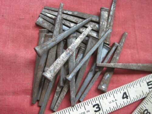 Vintage LOT 25 Hard Cut Hand Forged Nails  2-1/4”  Cast Iron? 