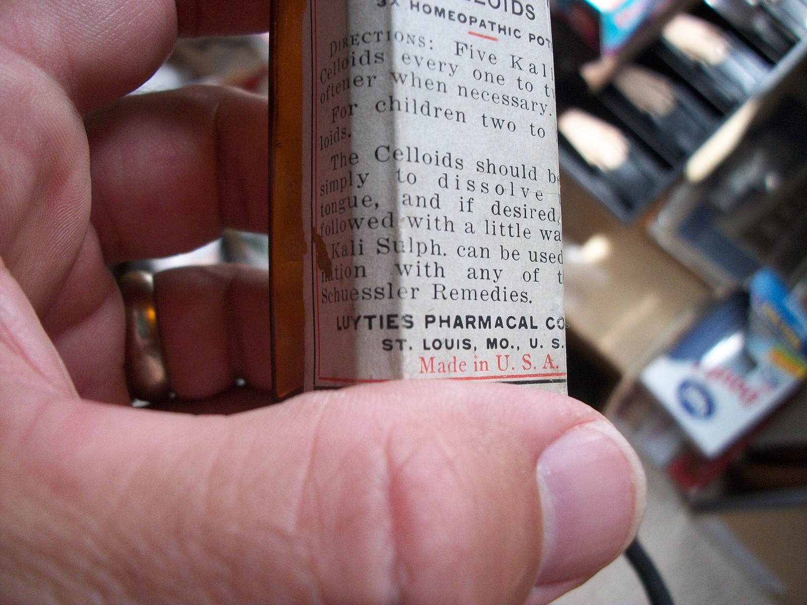 AMBER LABELED KALI SULPHATE CELLOIDS HOMEOPATHIC POTENCY ST LOUIS MO LUYTIES