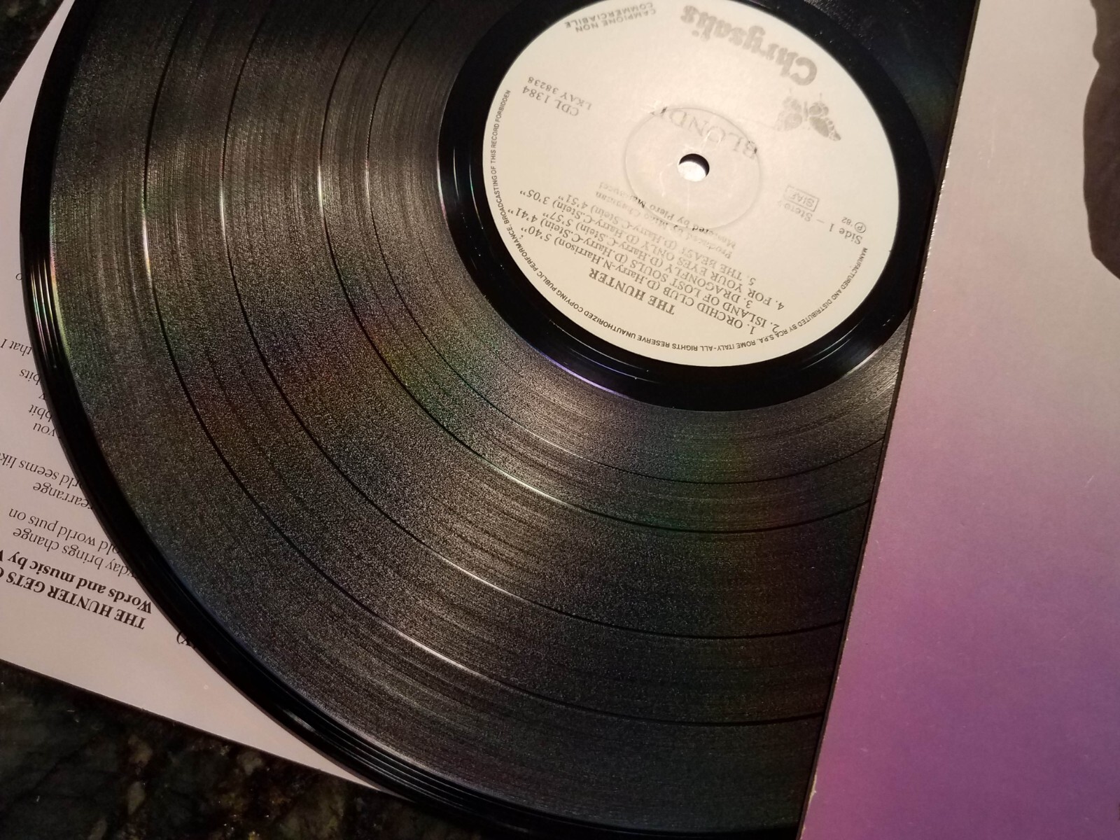 Blondie 1982 ITALY White Label PROMO The Hunter 12" LP Chrysalis CDL 1384 EX++