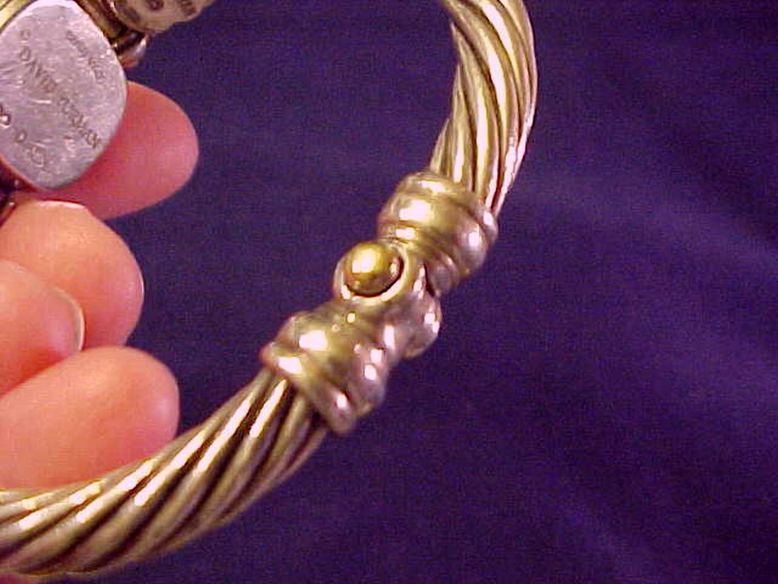 ESTATE CHUNKY DAVID YURMAN CABLE STERLING 14K SWISS WATCH BLACK FACE W/ GOLD