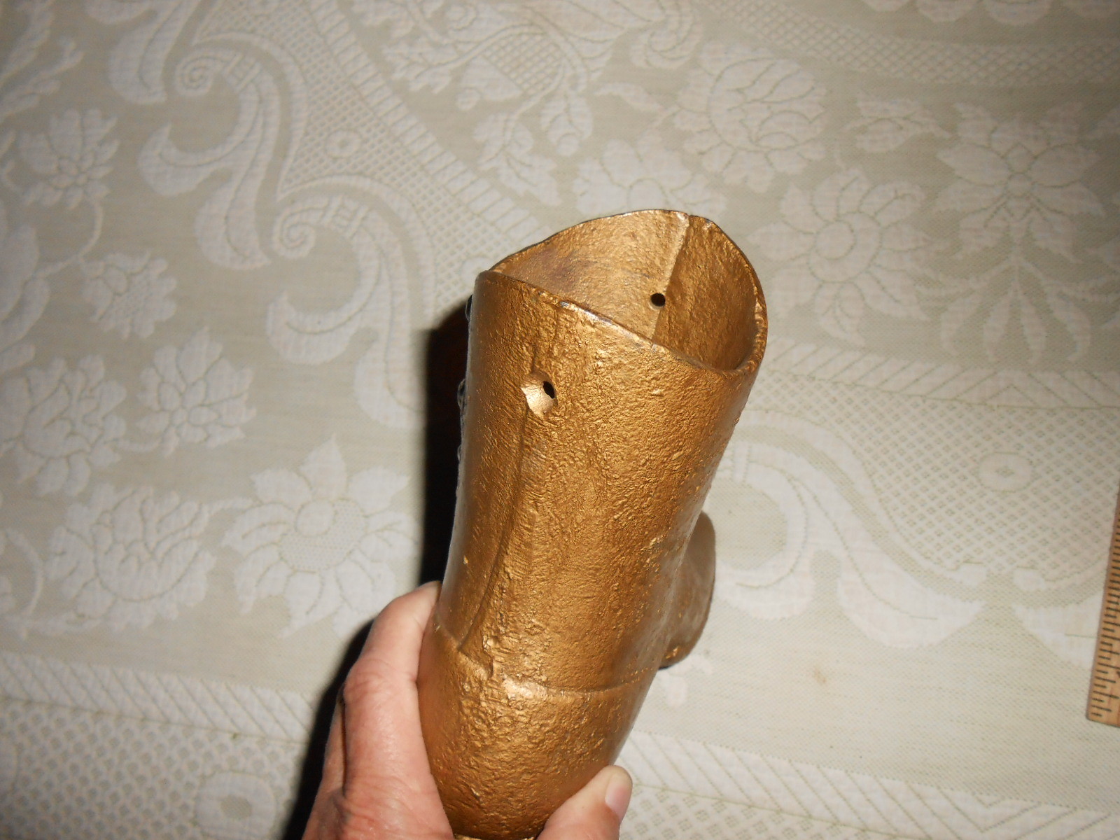 Large Antique Cast Iron Button Down Victorian Shoe Boot Door Stop