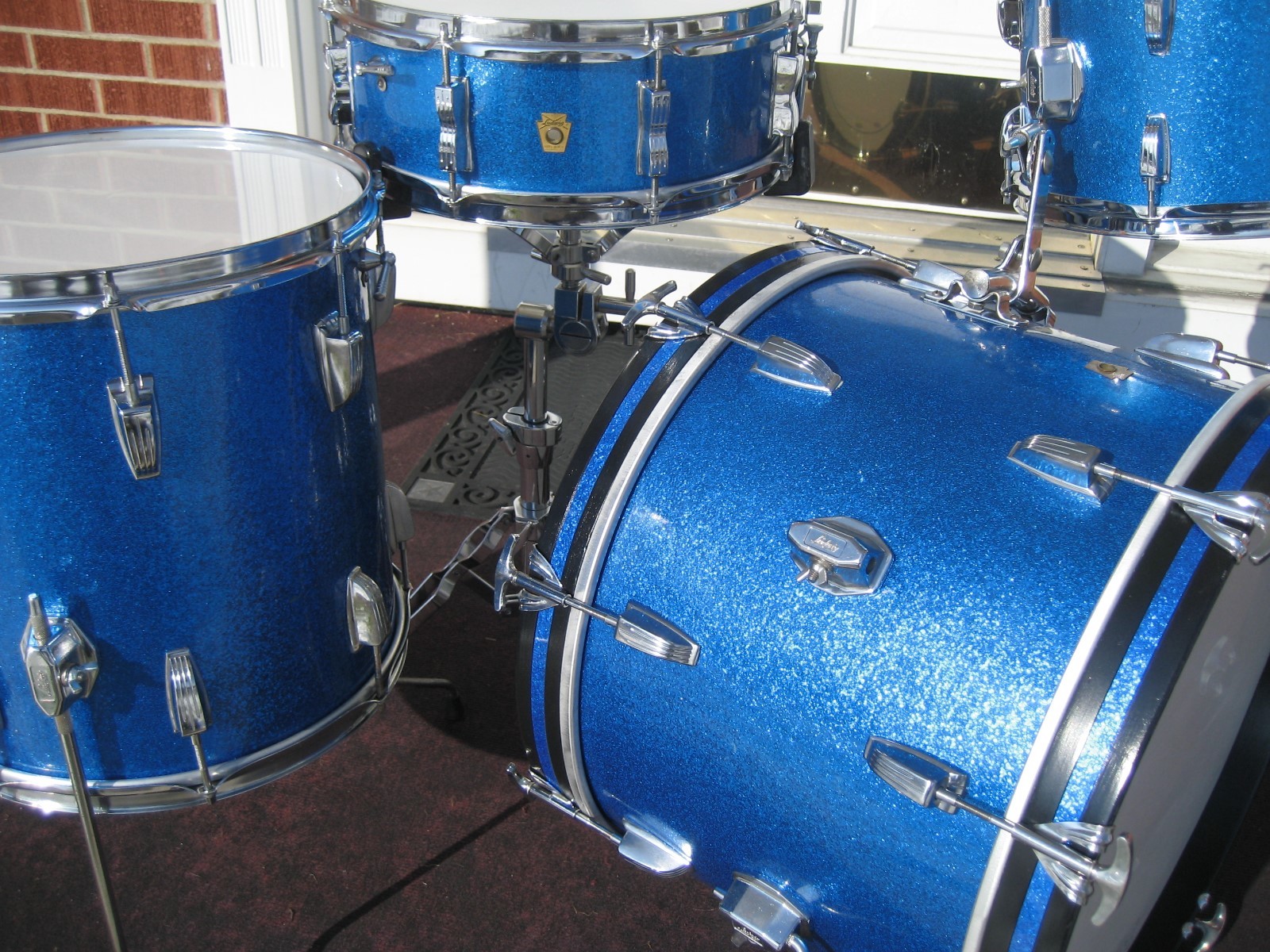 Vintage 60's Ludwig 4pc. Blue Sparkle Drum Set ! 20-14-12 , 14 wood snare
