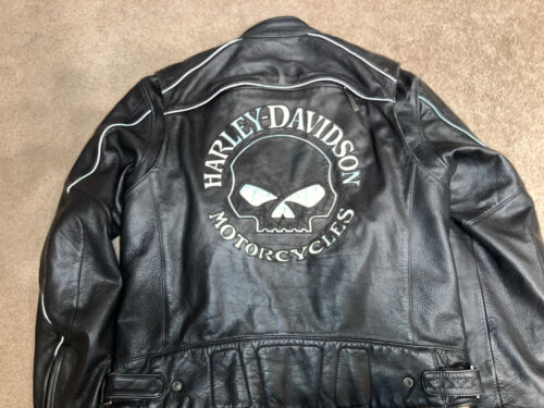 Harley Davidson Willie G Reflective Skull Leather Jacket w Harley Davidson Willie G Reflective Skull Leather Jacket w