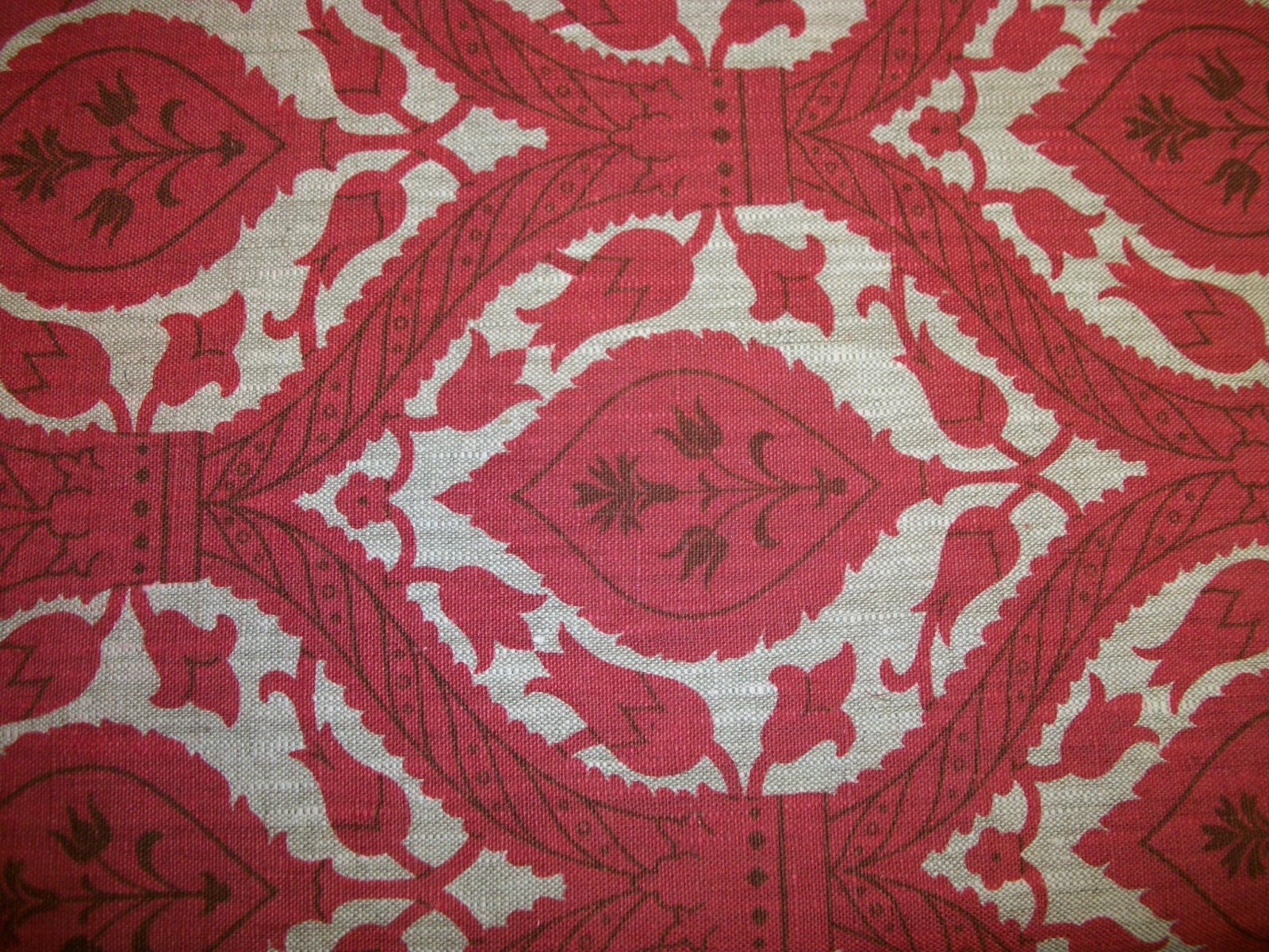 Vintage James River Red Persis Upholstery Fabric Burlap Canvas - 9+ Yards NOS