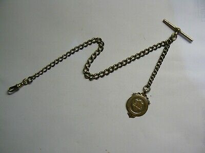 Antique 1920s Silver Vintage Albert Pocket Watch Chain & Sterling Silver Fob