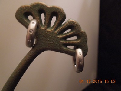 18k Brushed Gold Diamond  Hoops with Baroque Tahitian Pearl Dangles Earrings