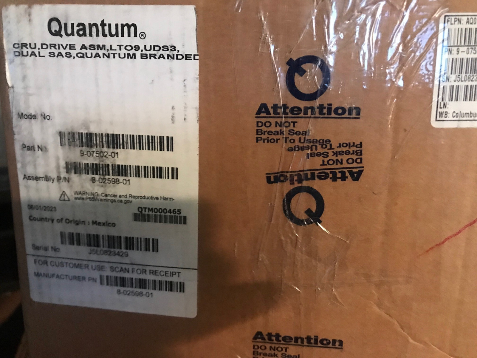Quantum TC-L62AN LTO6 内蔵ドライブ SAS Quantum TC-L62AN LTO6 内蔵ドライブ SAS Quantum TC-L62AN LTO6