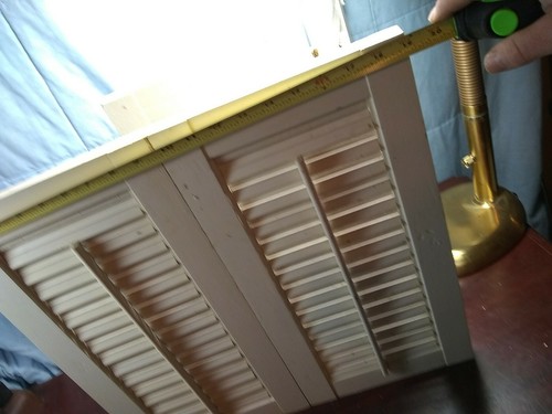 Vintage White WoodOld Window Shutters Louvered Country Cottage Shabby Chic 1 Set