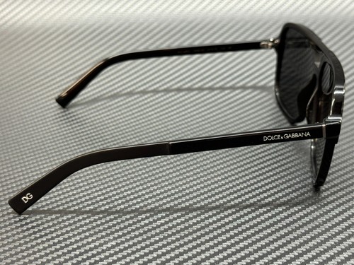 Pre-owned Dolce & Gabbana Dg4354 193481 Black Rectangle Square Men's 61 Mm Polarized Sungl In Gray