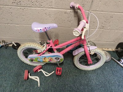 Girls bike with stabilisers kids children's disney