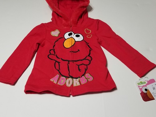 Sesame Street ELMO Toddler Girls Full Zip Hoodie Sweatshirt Jacket 12 MOS NWT