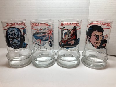 Star Trek III 4pc 1984 Taco Bell, Star Trek Movie 4pc 2008 Burger King glasses.