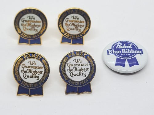 Vintage Pabst Blue Ribbon Beer PBR Enameled Goldtone Mens