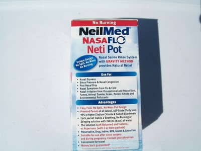 NeilMed NasaFlo Neti Pot - Gravity Flow Method 50 Premixed Packets - NIB