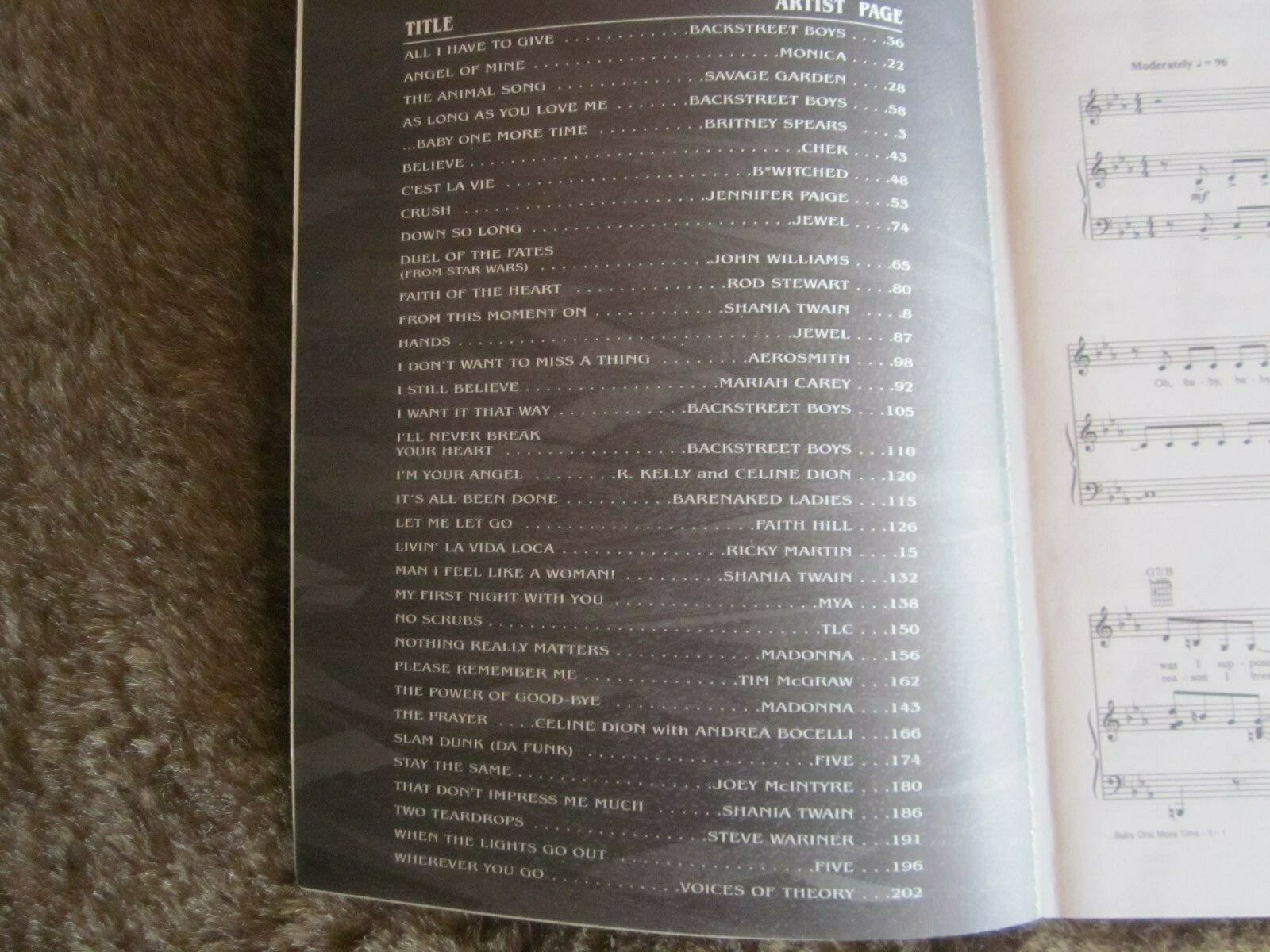 The Greatest Pop Hits of 1999 So Far: Piano/Vocal/Chords (1999 Warner Bros)