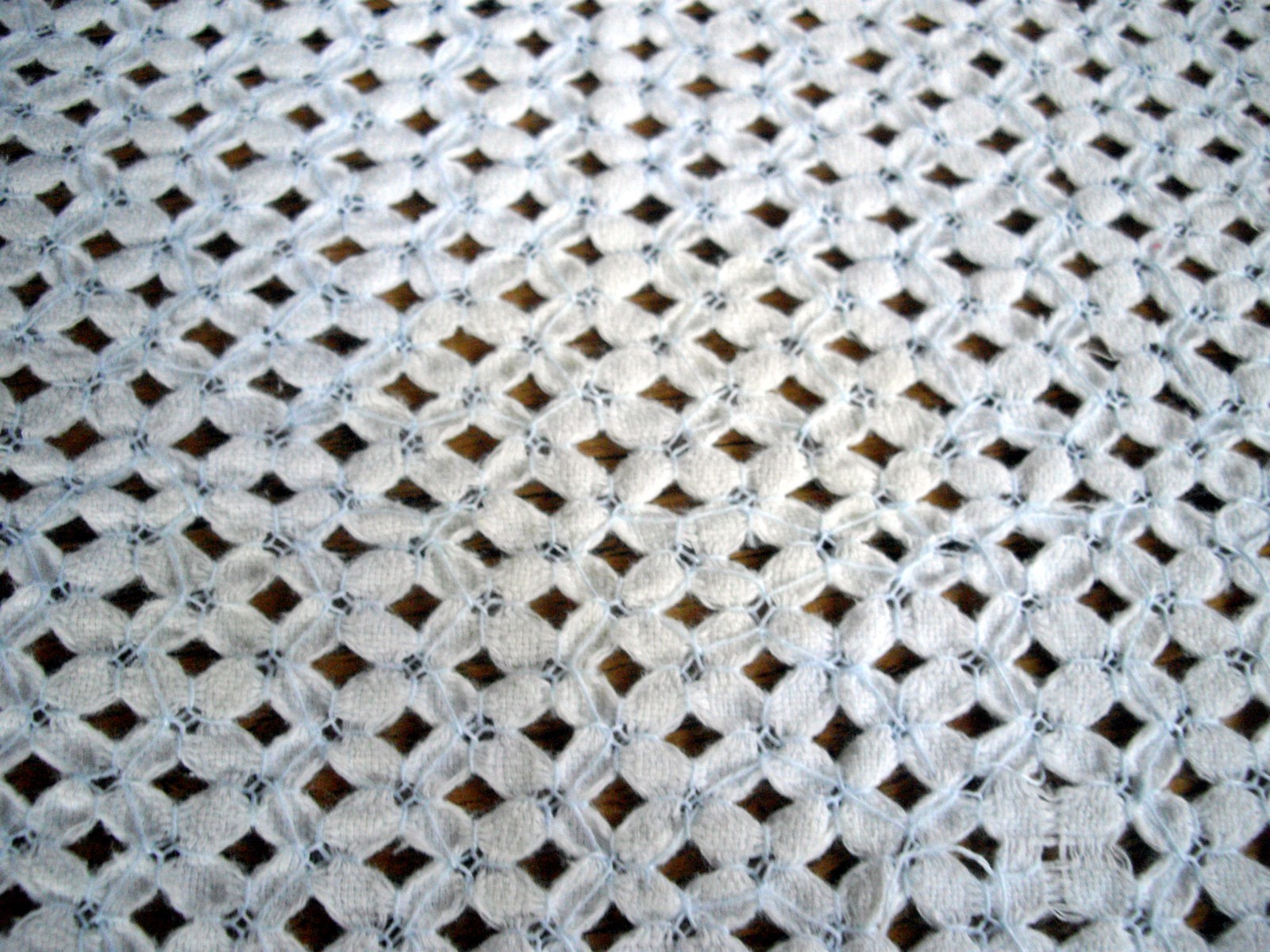 Vintage White w/ Cut-Outs & Embroidered Flowers Table Cloth  ~ 60