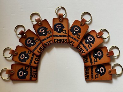 VINTAGE LEATHER CHICAGO BEARS FOOTBALL PERSONALIZED NAMES KEYCHAIN NEW OLD STOCK