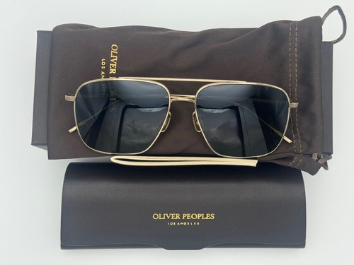 Pre-owned Oliver Peoples Dresner Ov1320st529 2/bh - Gold Frame / G-15 Lens In Green