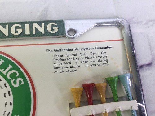 Golfaholics Anonymous Keep Swinging Metal License Plate Frame Great Gift Vintage