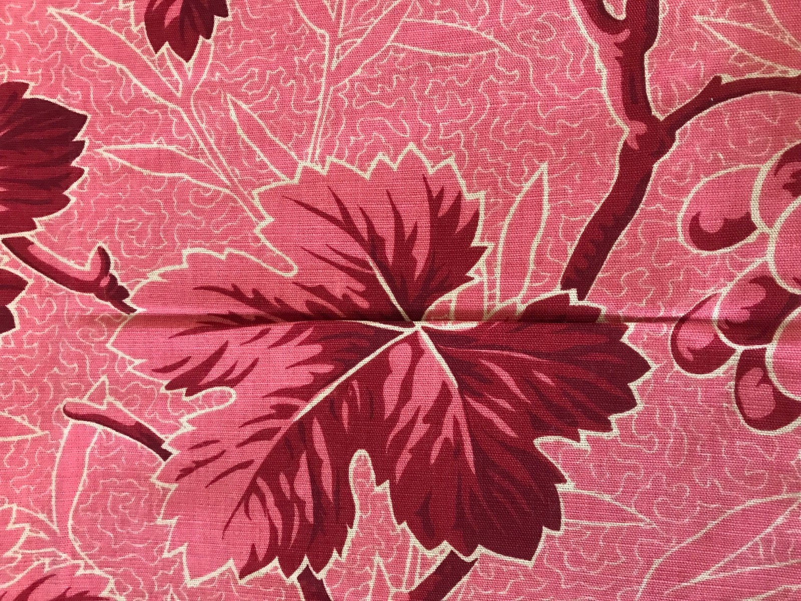 Brunschwig ET & FilS Fabric 2.9YD MSRP $225/YD 'MERSEA' POMEGRANATE GRAPES TOILE