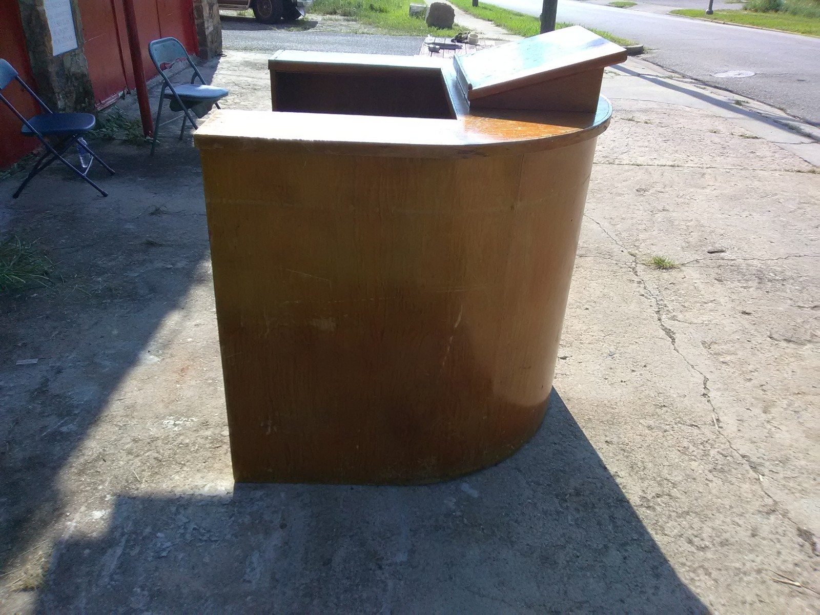 Antique Former Church Custom Bent Wood Lectern Podium/Stand  Walk In/Storage