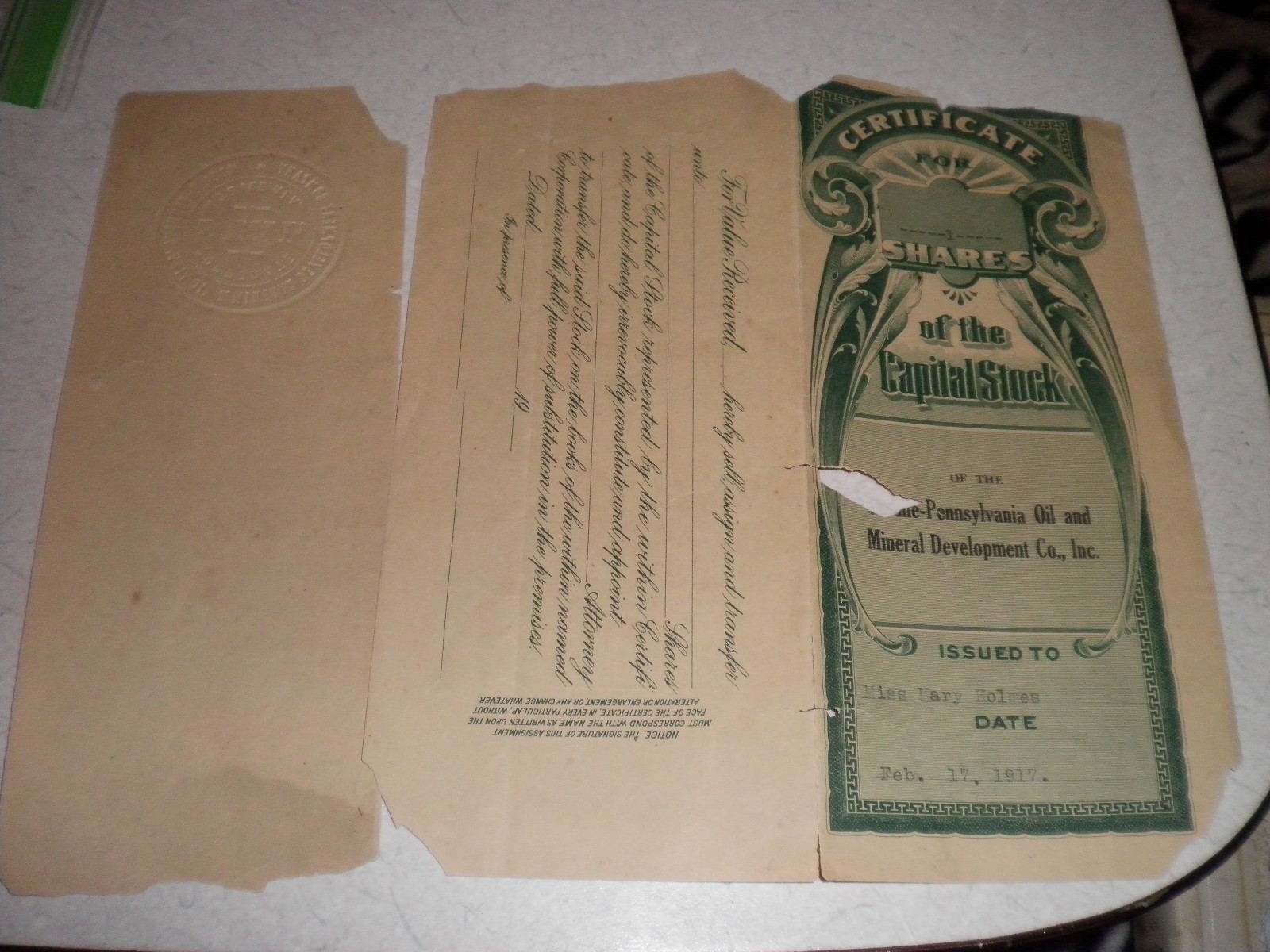 EXXON MOBILE PENNSYLVANIA OIL STOCK SHARE #246