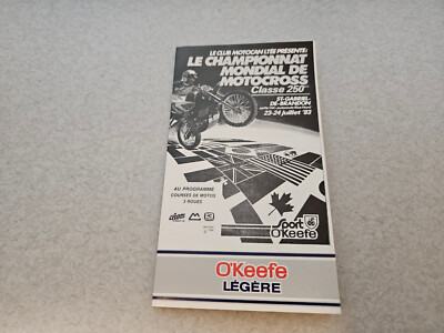 JS15 Le Championnat Mondial de Motorocross Classe 250cc 1983 Pocket Schedule
