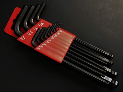 13 pieces Hex Allen L Wrench SAE Set Long Arm Ball End with tool holder New