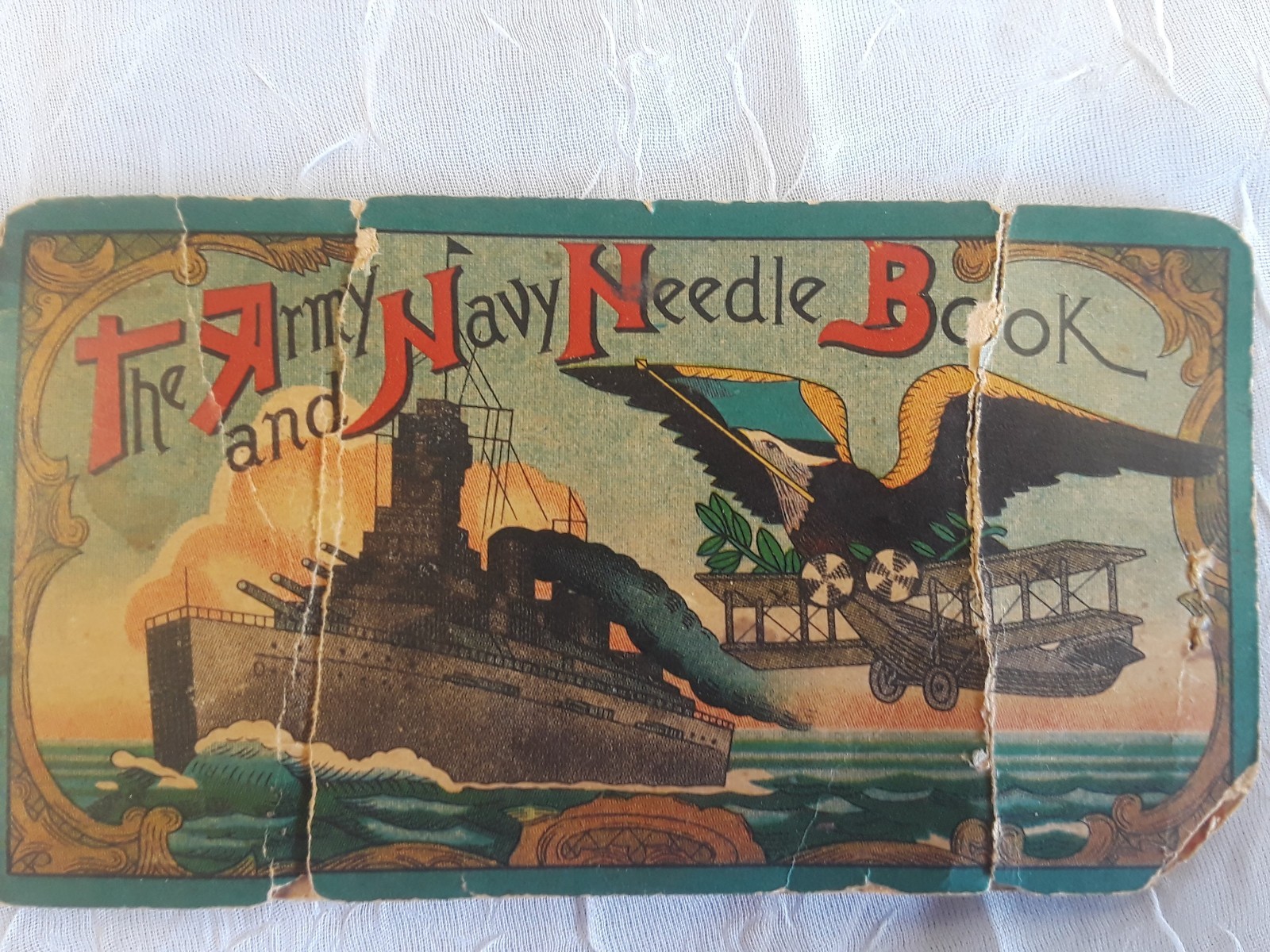 Vintage Army and Navy Thread Card Needle Book Diamond Sharps Eagle Plane Ship