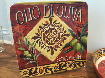 Certified International Geoffrey Allen 12'' Serving square platter Olio Oliva NEW