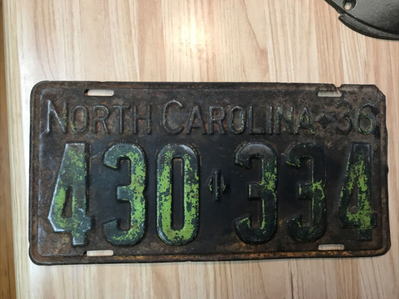 1936 NORTH CAROLINA NC LICENSE PLATE TAG #430-334