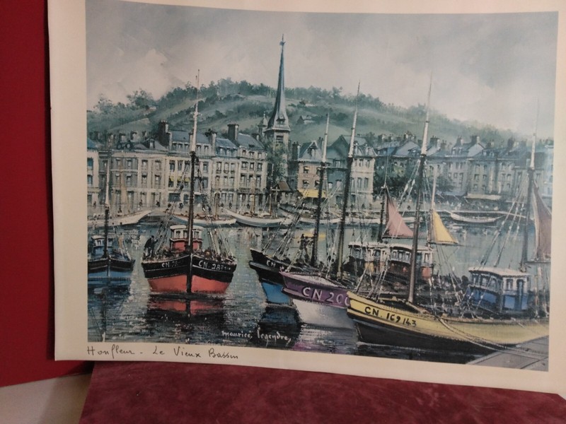 Reproduction Maurice Legendre Honfleur Le Vieux Bassin    French Antique