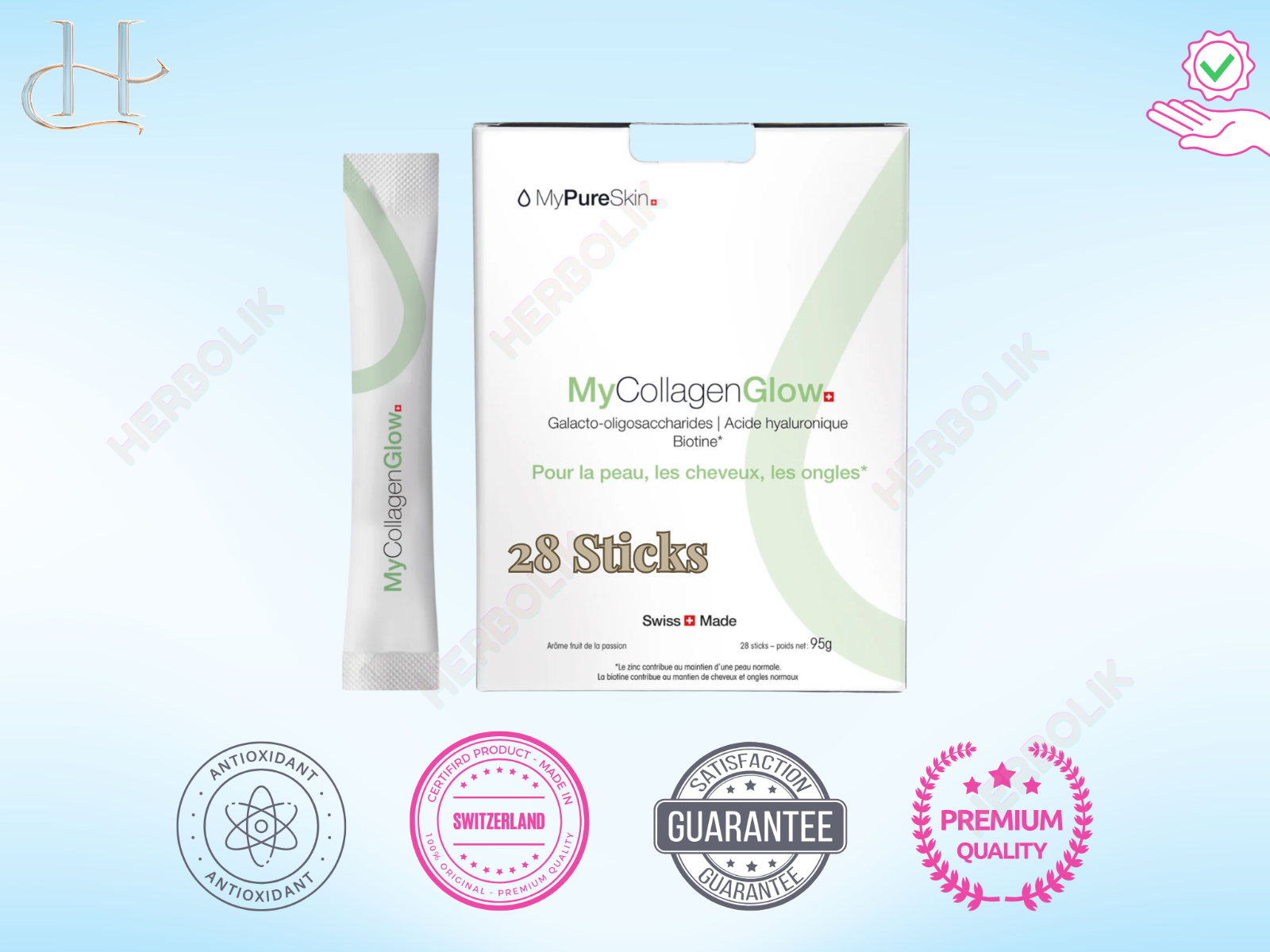 MyPureSkin MyCollagenGlow 28 Servings – Collagen & Hyaluronic Beauty Supplement